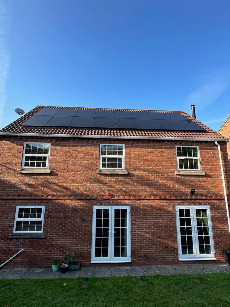 Solar panels viewed from back garden