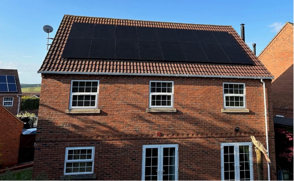 Close up view of new build solar panels