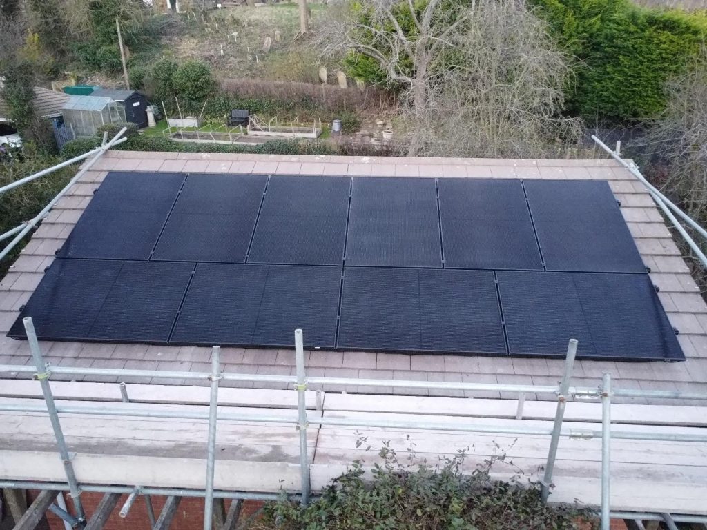 2 Scaffolding around solar panels during installation