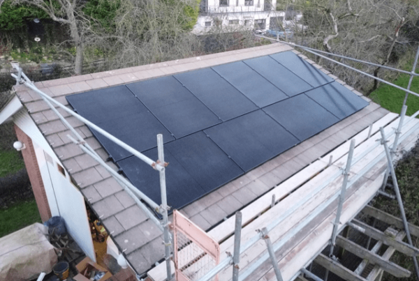 Garage roof solar panel installation