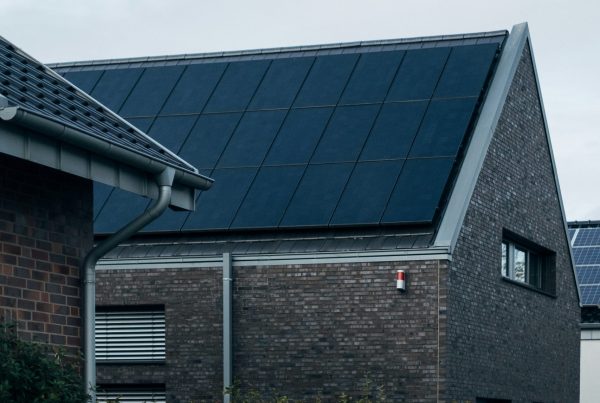 Solar panels on the roof of a house.