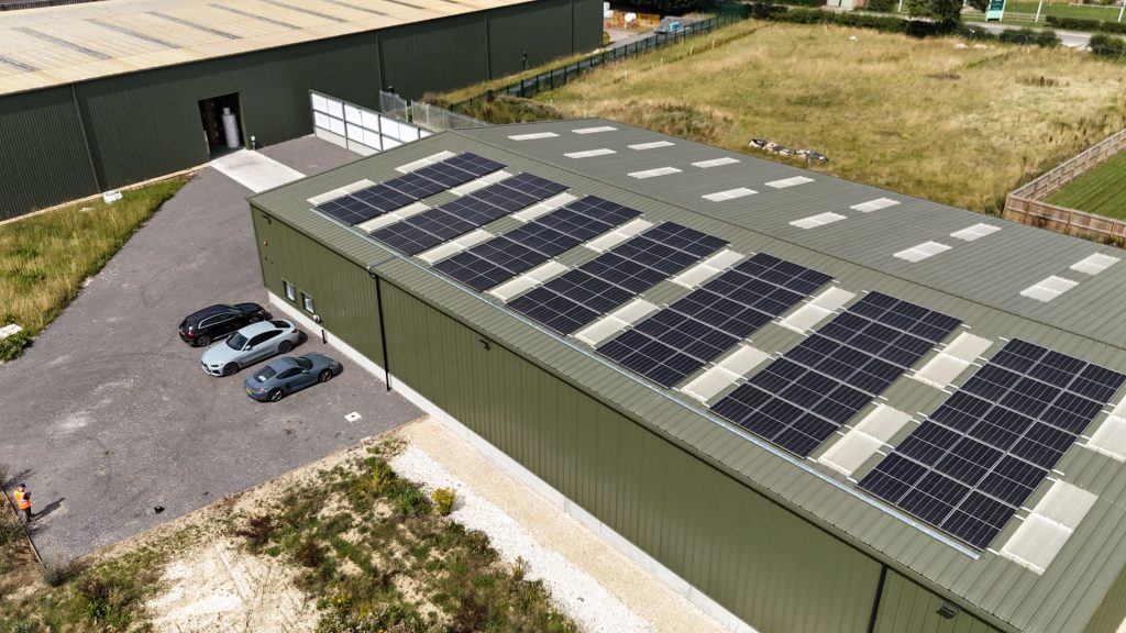solar panels on a commercial warehouse