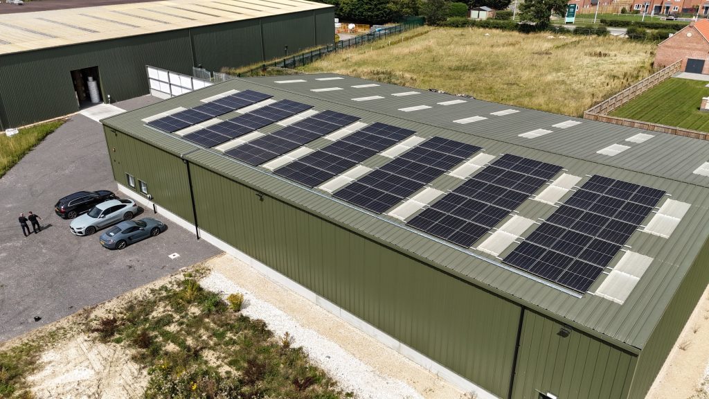 solar panels on a warehouse