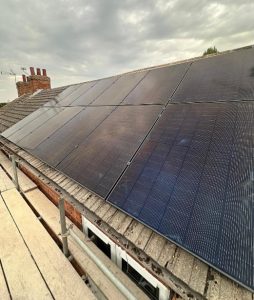 Solar panel installation on house roof in Caistor